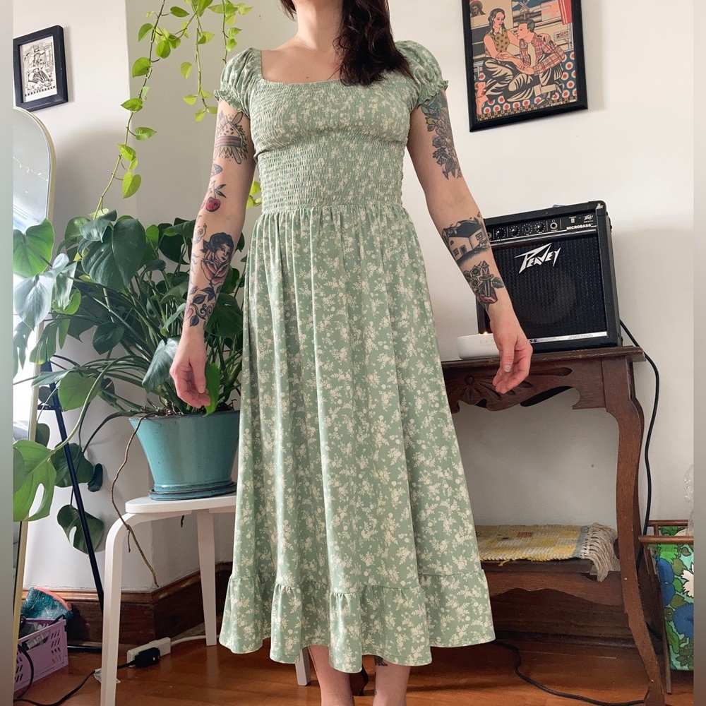 Urban outfitters smocked midi dress